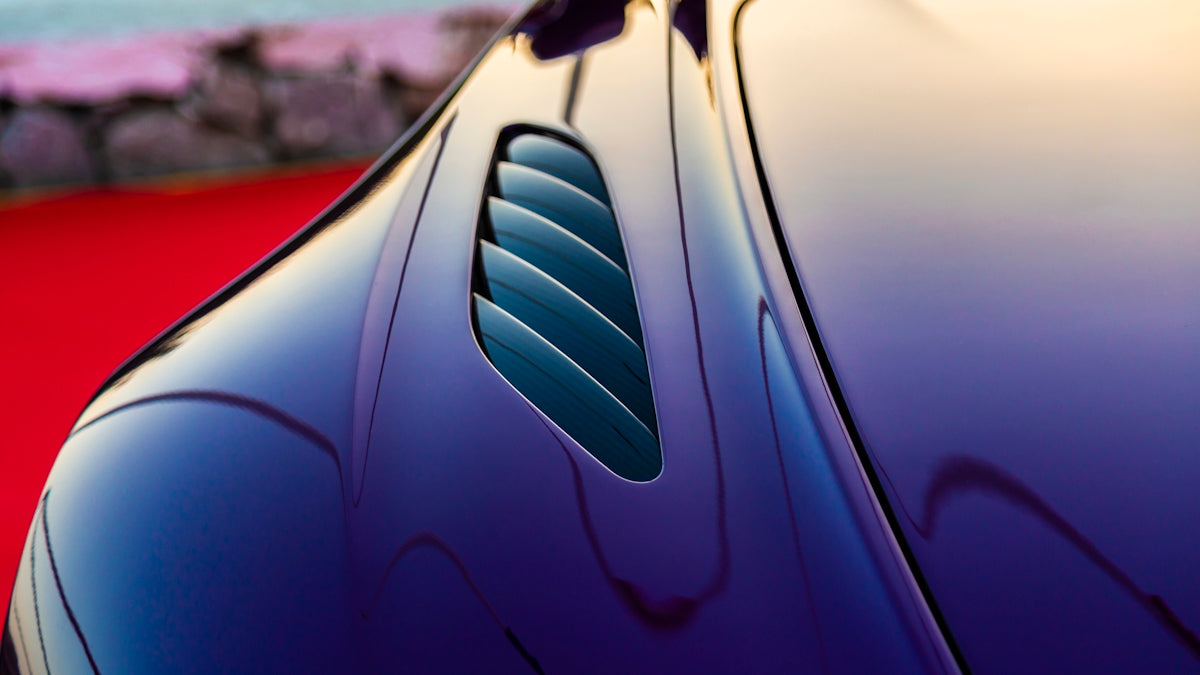 A close up of the hood of a car