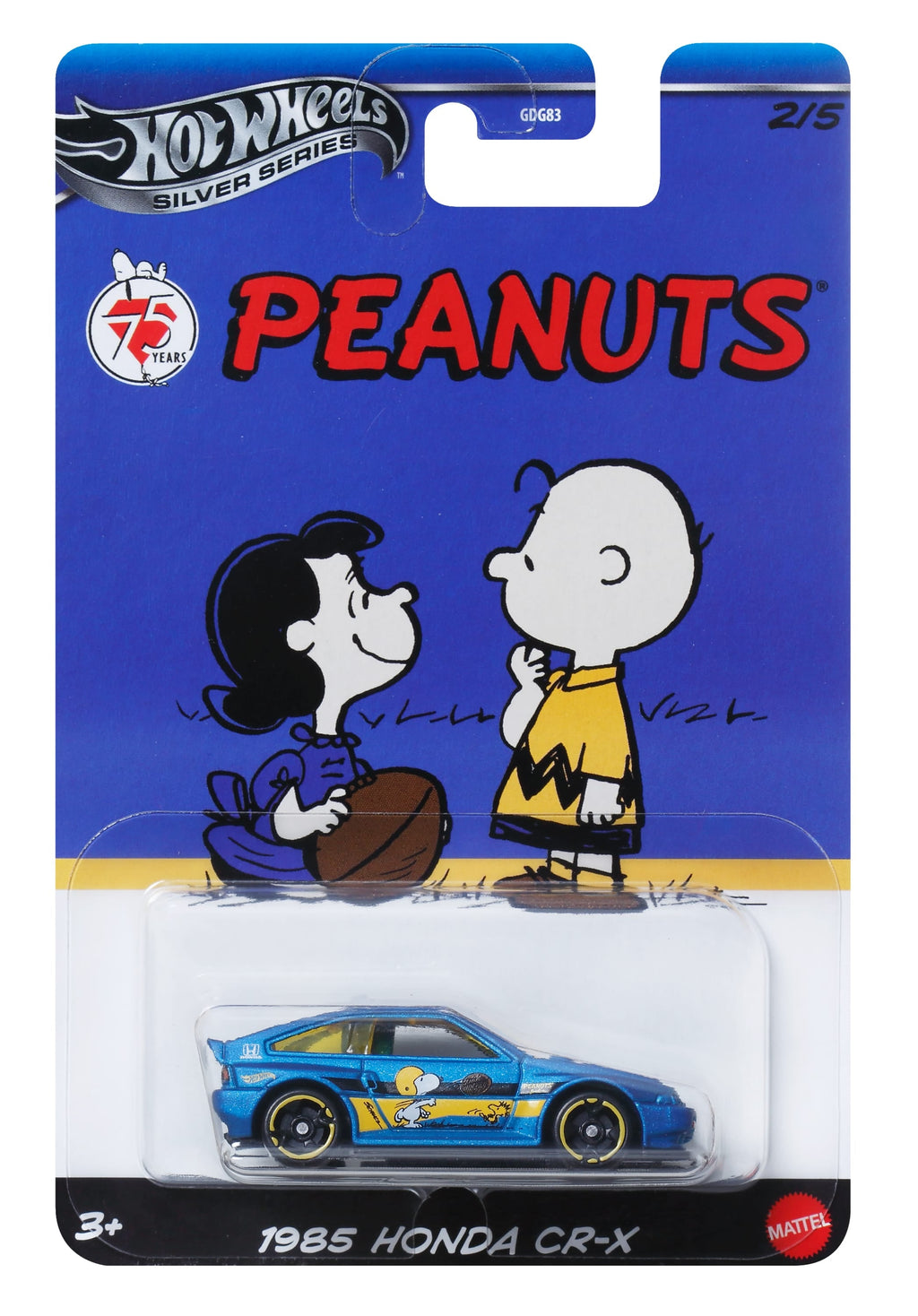 Mattel Hot Wheels: Silver Series Peanuts 75th - 1985 Honda CR-X Vehicle (JCB82) Mattel