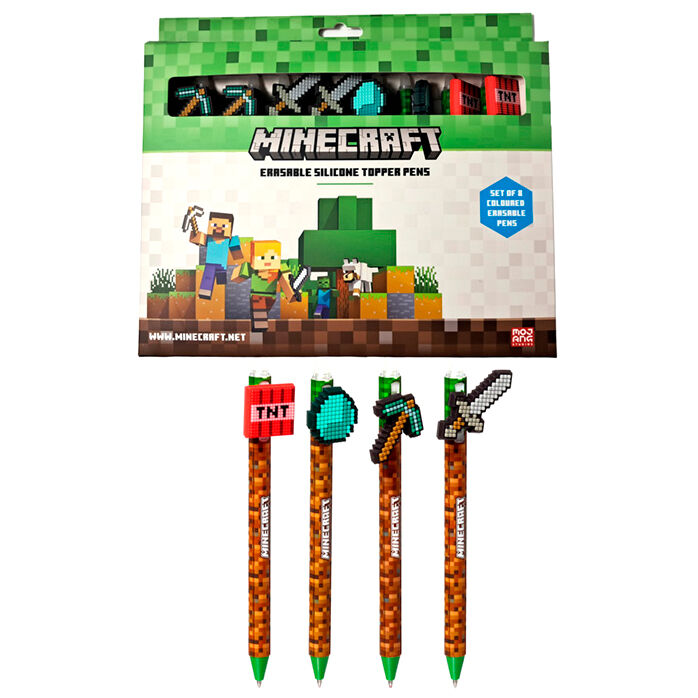 Minecraft Set med 8 Färgglada Utstrykbara Pennor