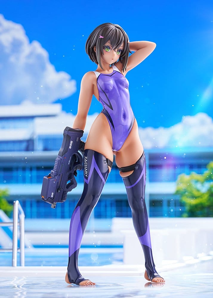 Arms Note PVC-figur 1/7 Buchou-chan från Simklubben i lila baddräkt, 22 cm