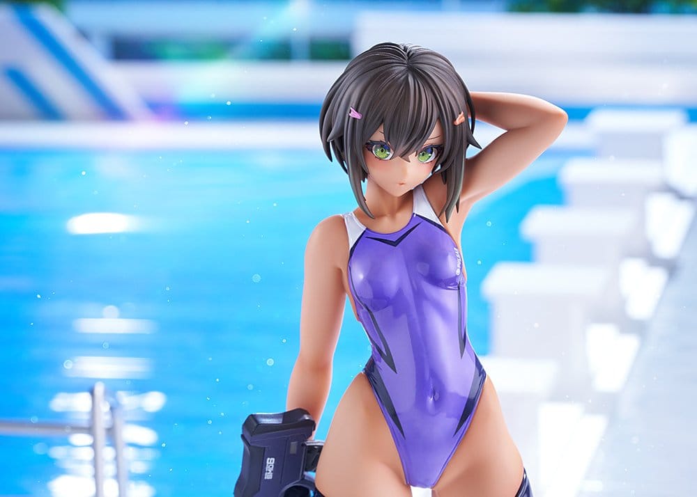 Arms Note PVC-figur 1/7 Buchou-chan från Simklubben i lila baddräkt, 22 cm