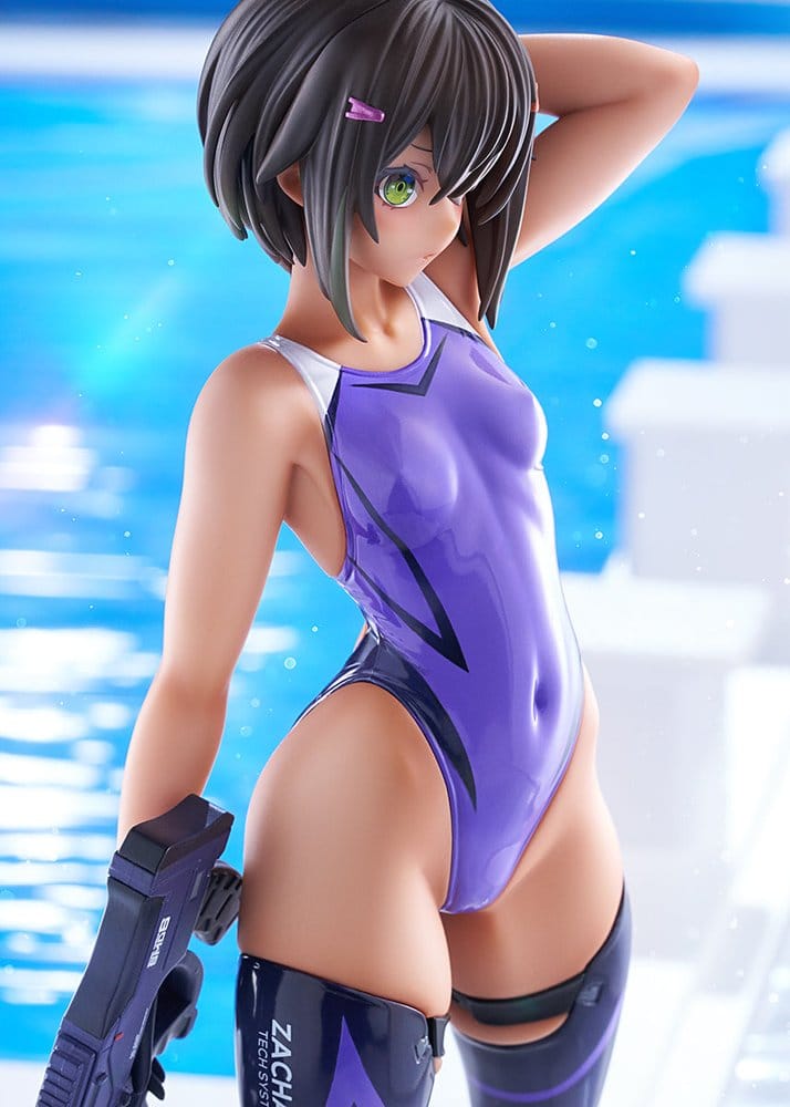 Arms Note PVC-figur 1/7 Buchou-chan från Simklubben i lila baddräkt, 22 cm
