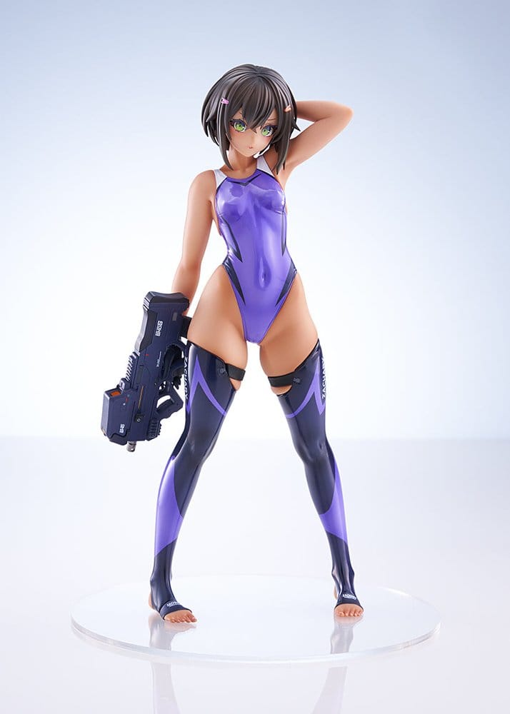 Arms Note PVC-figur 1/7 Buchou-chan från Simklubben i lila baddräkt, 22 cm