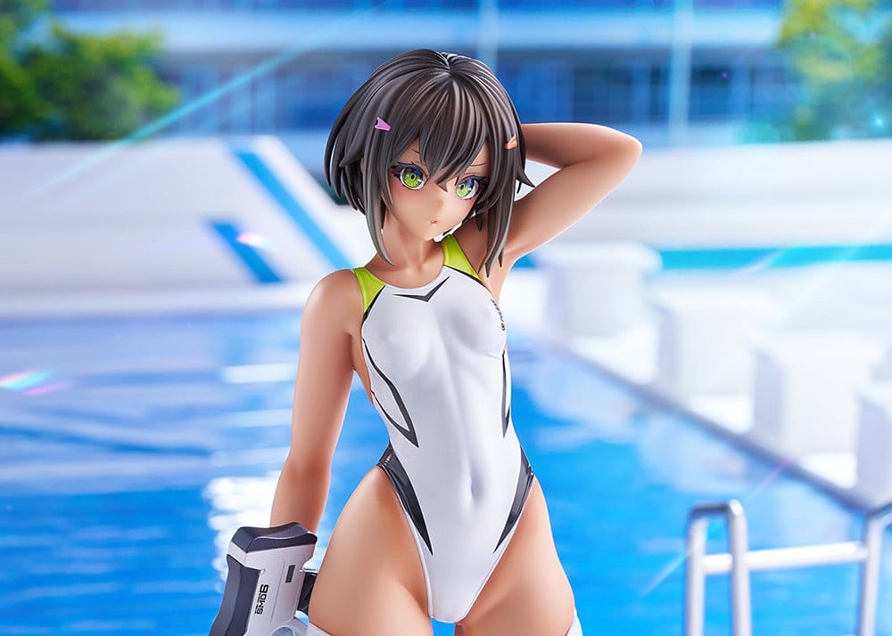 Arms Note PVC-figur 1/7 Buchou-chan från simklubben vit baddräkt version, 22 cm