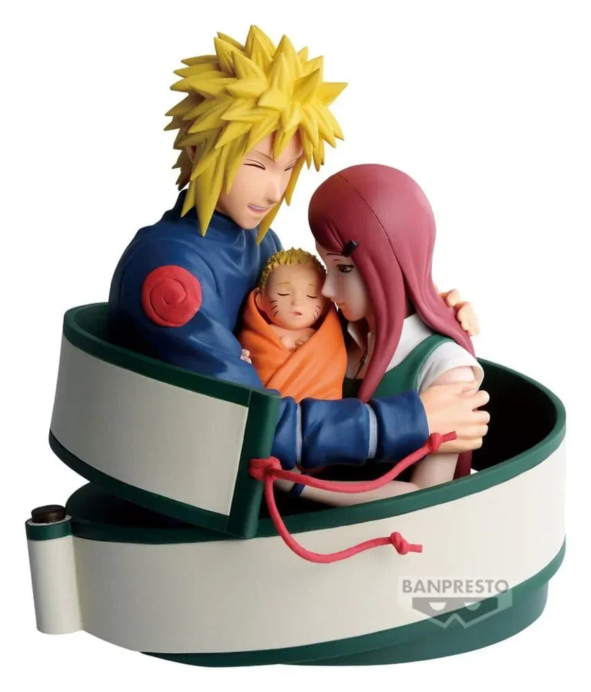 Naruto 72 Serie PVC Figur Minato & Naruto & Kushina 13 cm Banpresto