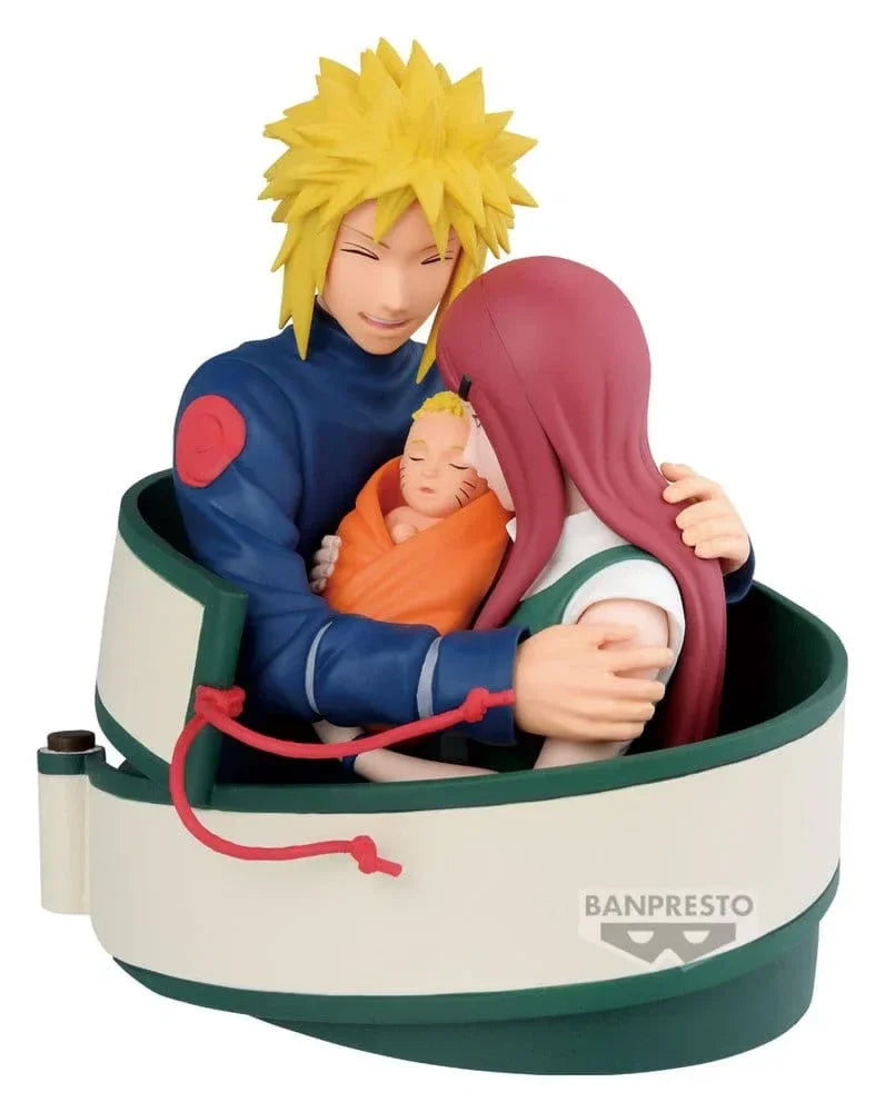 Naruto 72 Serie PVC Figur Minato & Naruto & Kushina 13 cm Banpresto