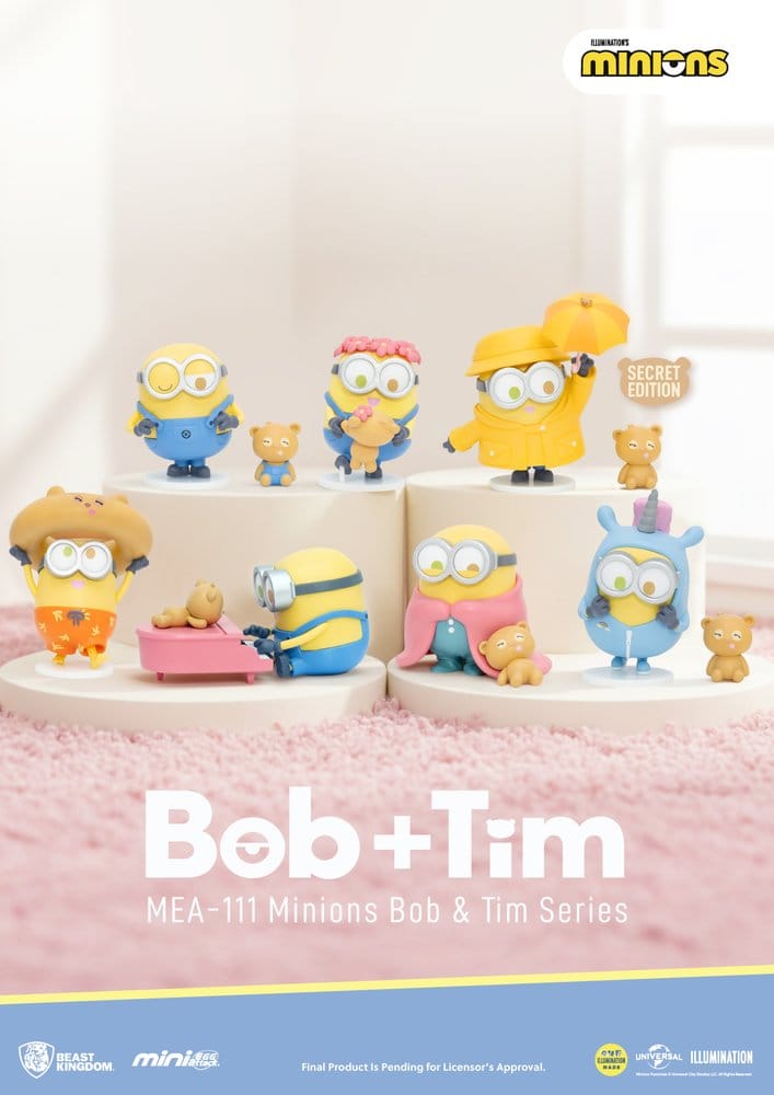 Minions Mini Egg Attack Blind Box Figurer Minions Bob & Tim serie 9 cm Sortiment (6)
