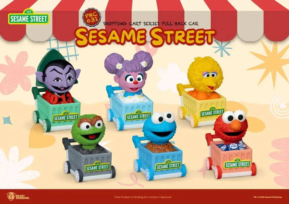 Sesame Street Pull Back Cars Shopping Cart Blind Box (6) 5 cm Beast Kingdom Toys