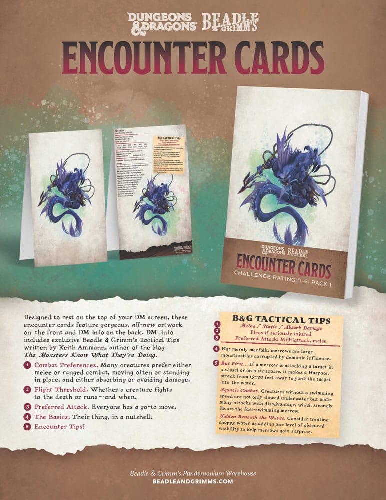 Dungeons & Dragons RPG Encounter Cards Challenge Rating 0-6: Pack 1 Beadle & Grimm´s