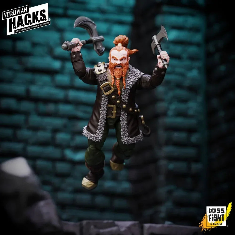 Vitruvian H.A.C.K.S. Action Figur Dwarf Mercenary Grimgrom Boss Fight Studio