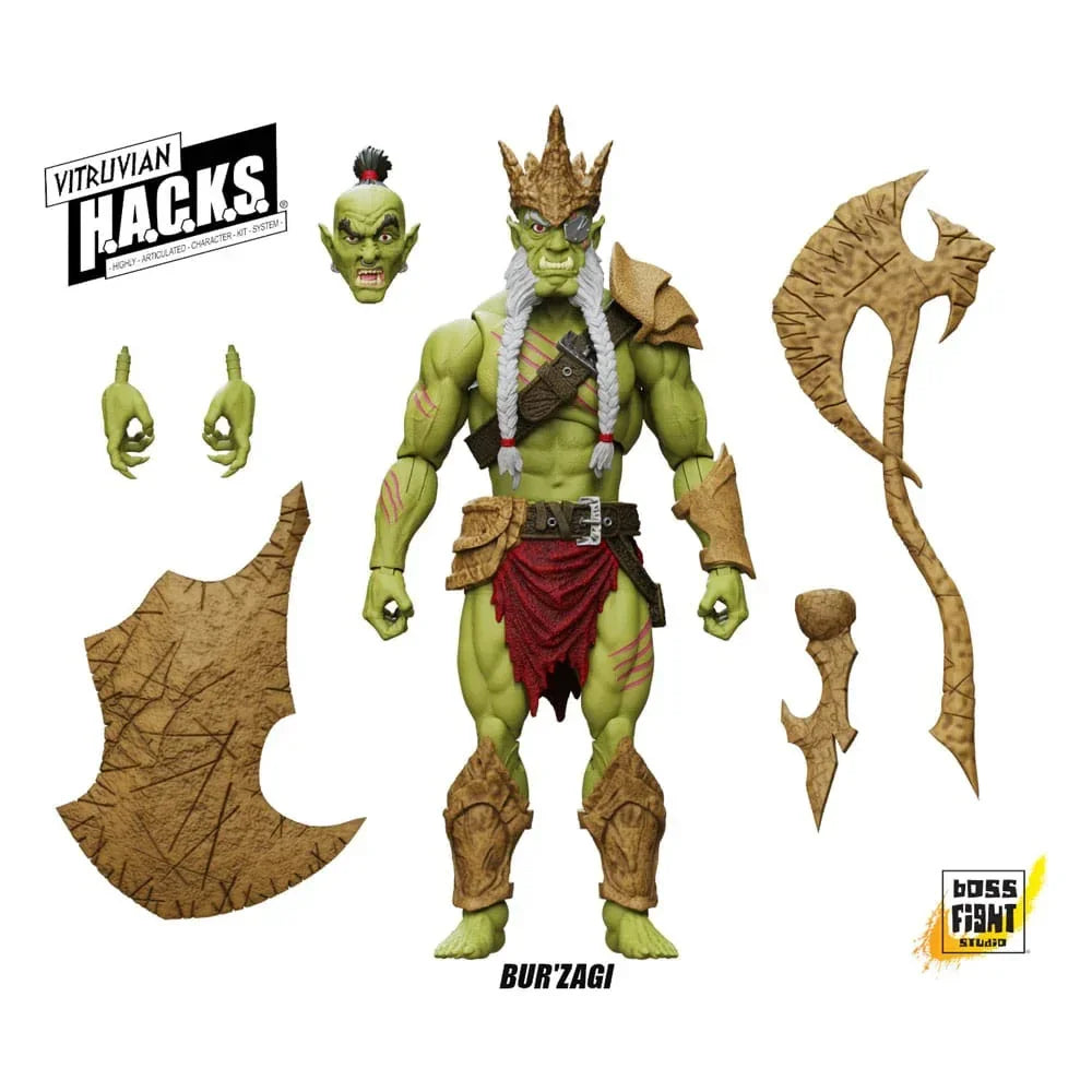 Vitruvian H.A.C.K.S. Action Figur Mighty Orc Sovran Bur'Zagi Boss Fight Studio