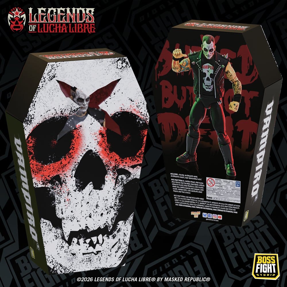 Legends of Lucha Libre Fanaticos Action Figure Vampiro Coffin Box Resurrected 15 cm