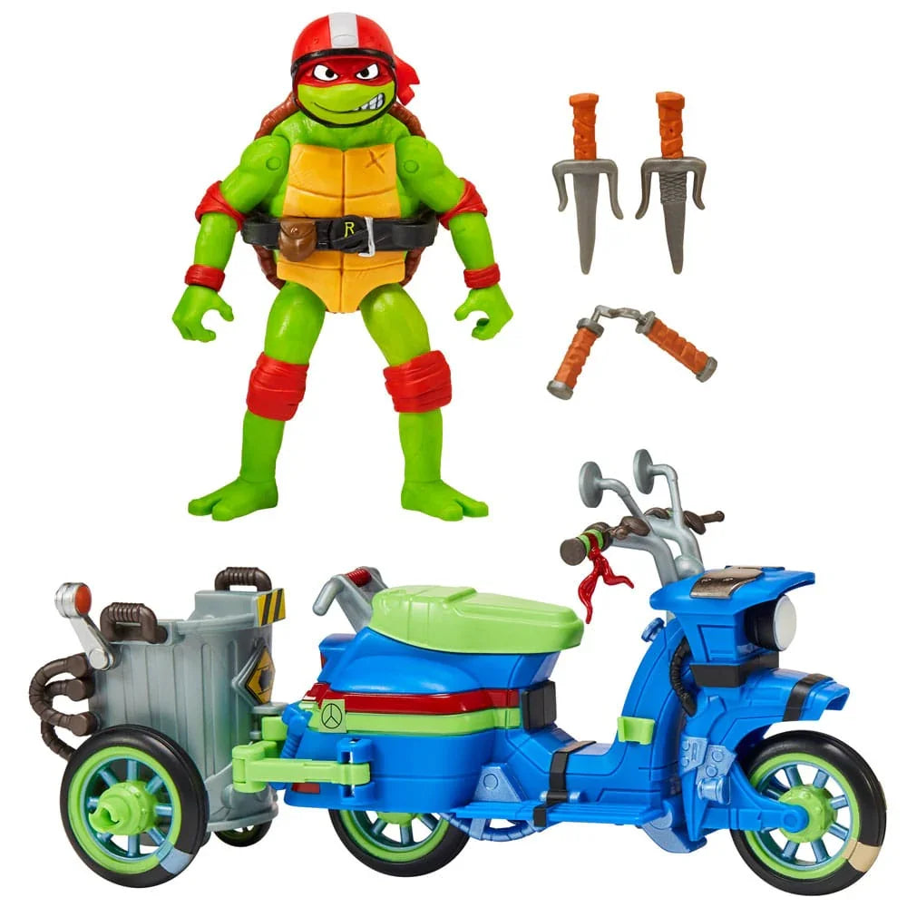Teenage Mutant Ninja Turtles: Mutant Mayhem Action Figur Raphael & Scooter med Sidovagn 11 cm Playmates