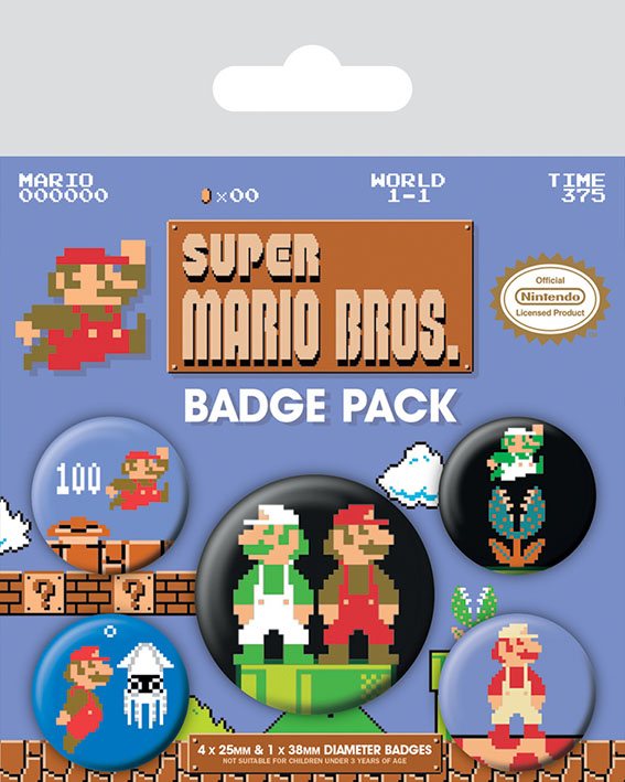 Super Mario Bros. Pin-Back Buttons 5-Pack Pyramid International