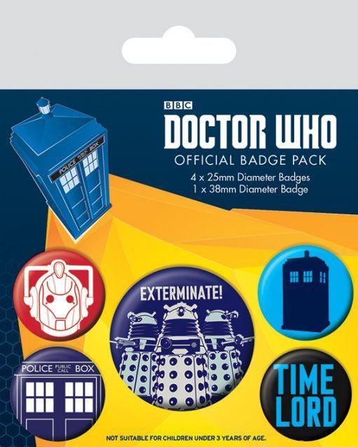 Doctor Who Pin-Back Knappar 5-Pack Exterminate Pyramid International