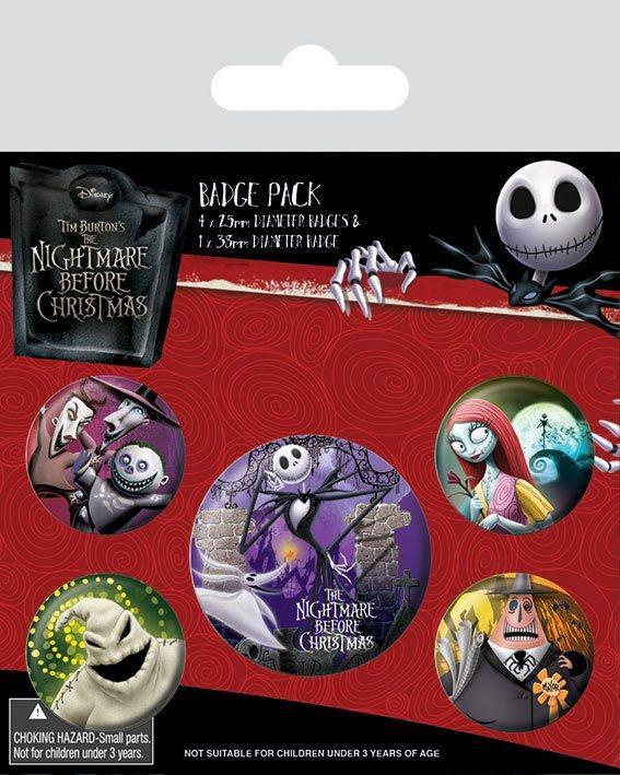 Nightmare Before Christmas Pin-Back Buttons 5-Pack med Karaktärer Pyramid International