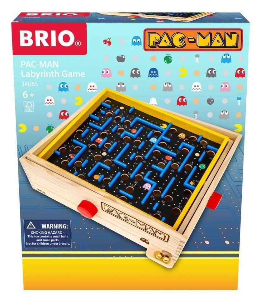 Pac-Man Labyrint – Klassiskt retro brädspel med trälabyrint och joystickstyrning