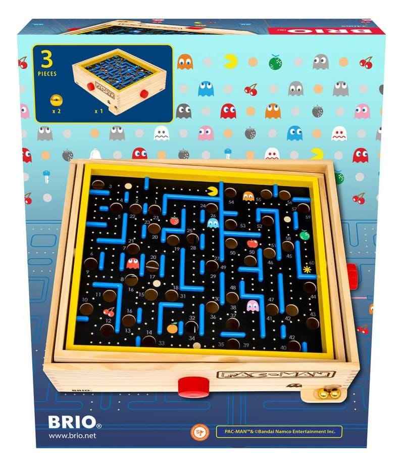 Pac-Man Labyrint – Klassiskt retro brädspel med trälabyrint och joystickstyrning