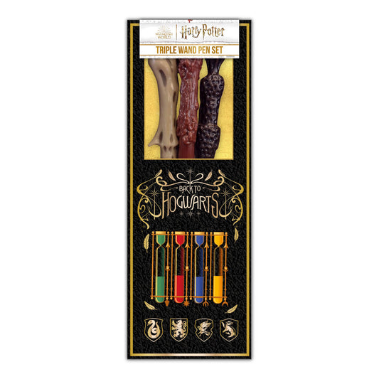 Harry Potter Triple Trollstav Pen Pack Colourful Crest Case (6)