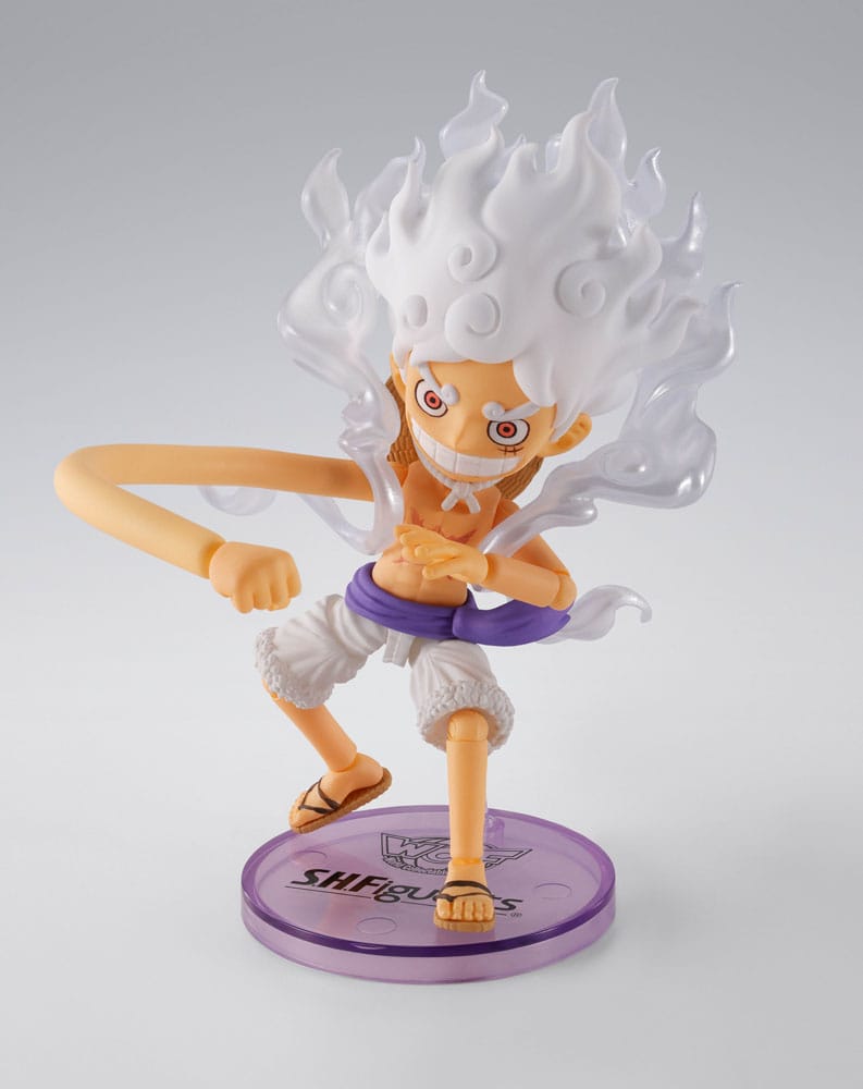 One Piece World Collectable Figures x S.H. Figuarts Actionfigur Monkey D. Luffy Gear 5 - 8 cm Bandai Tamashii Nations