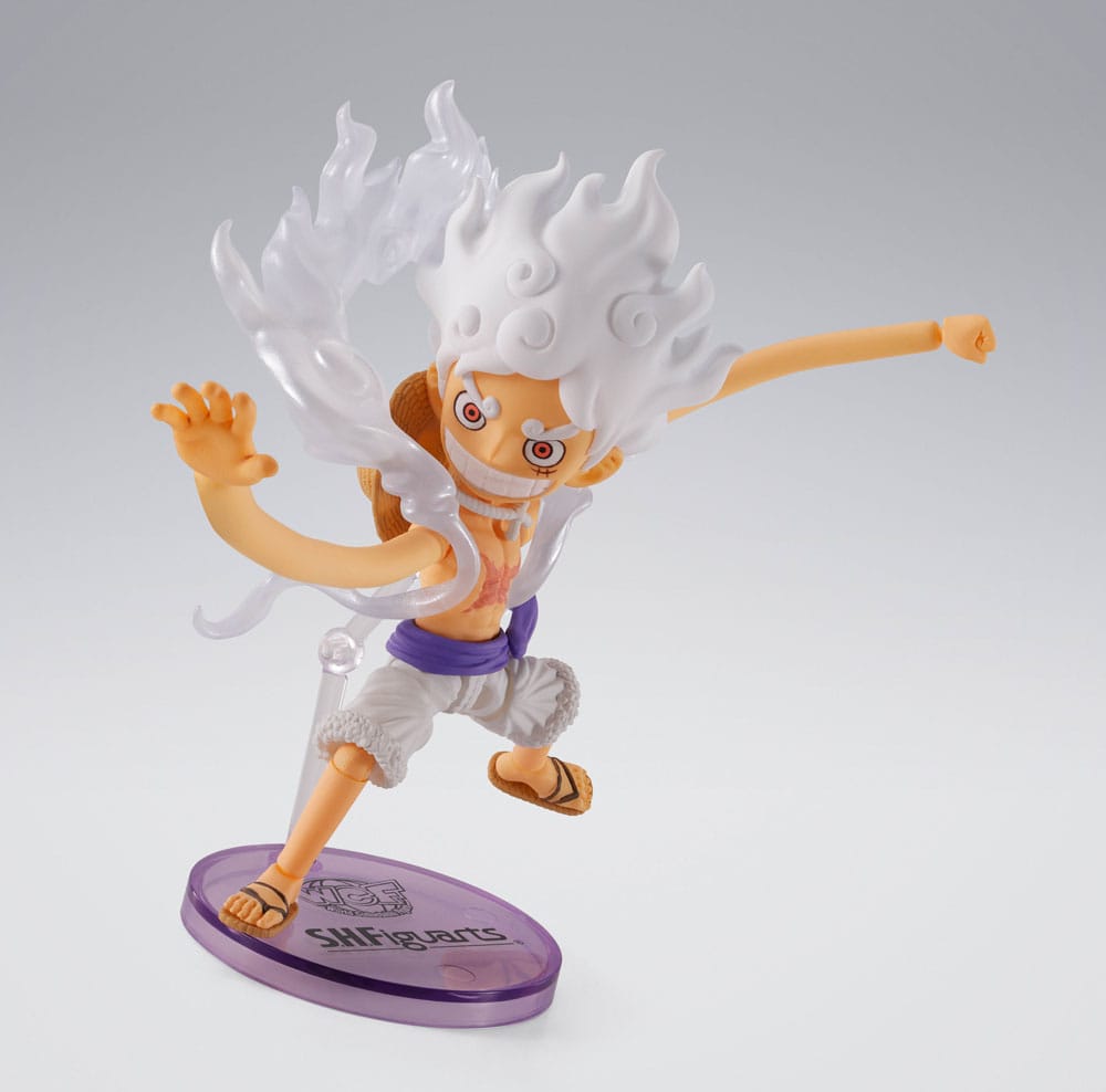 One Piece World Collectable Figures x S.H. Figuarts Actionfigur Monkey D. Luffy Gear 5 - 8 cm Bandai Tamashii Nations