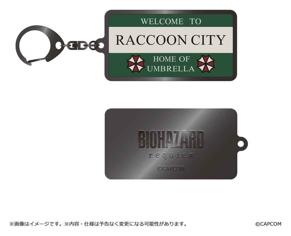 Resident Evil Requiem Metallnyckelring med Raccoon City Välkomstskylt