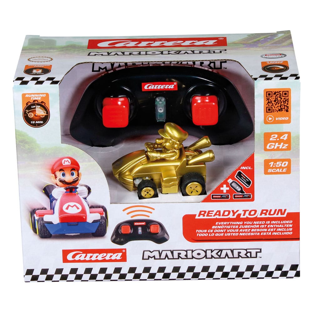 Super Mario Kart RC fjärrstyrd bil 1/50 2.4GHz Mini Mario Gold Carrera