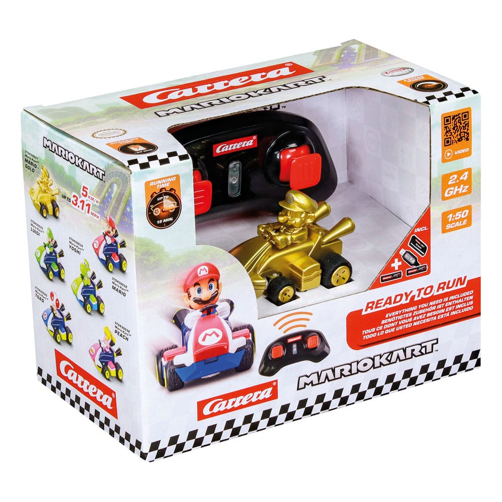 Super Mario Kart RC fjärrstyrd bil 1/50 2.4GHz Mini Mario Gold Carrera