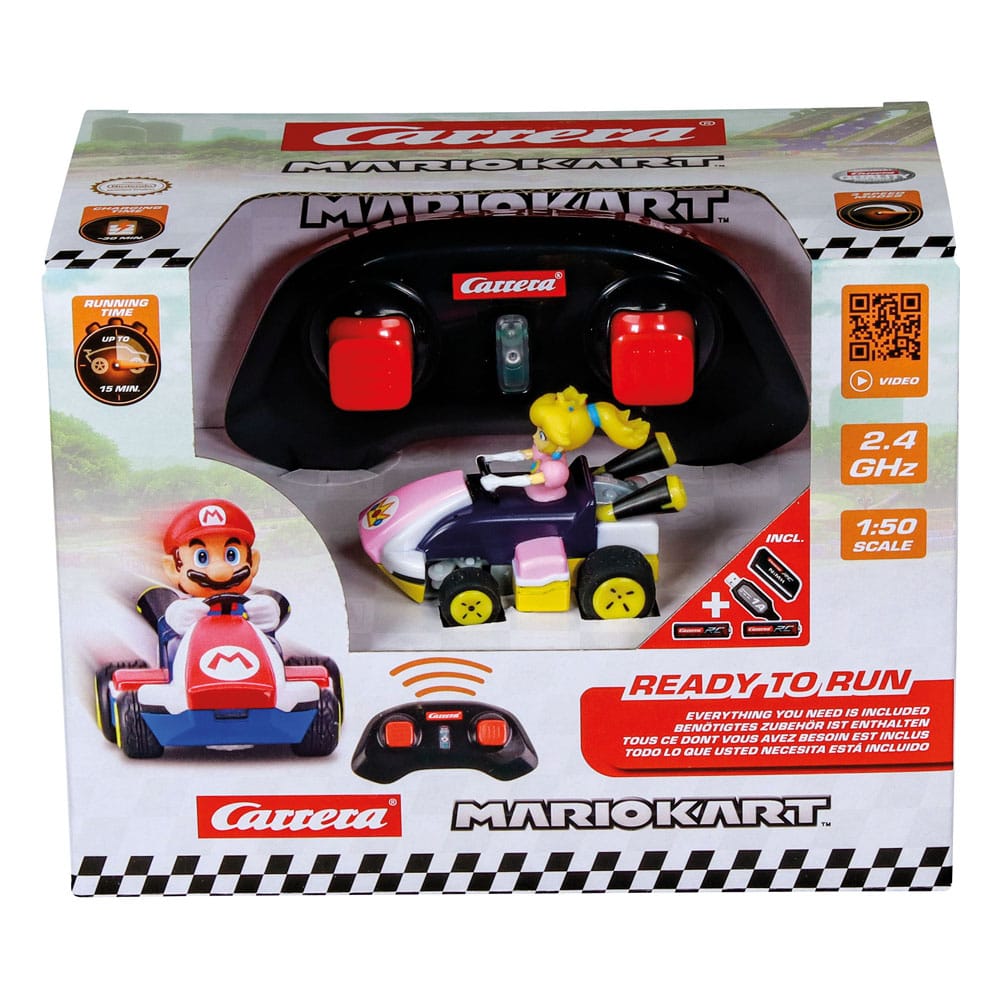 Super Mario Kart RC Fjärrstyrd Bil 1/50 2.4GHz Mini Peach Carrera