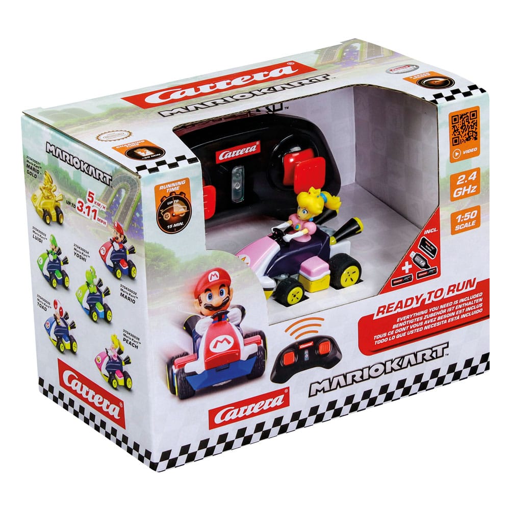 Super Mario Kart RC Fjärrstyrd Bil 1/50 2.4GHz Mini Peach Carrera