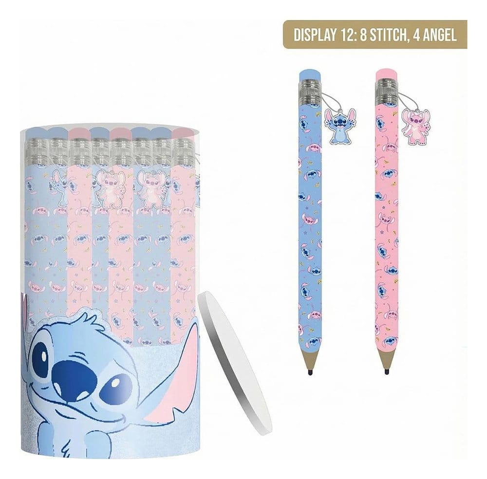 Disney Stort Pencils Display med Stitch (12) - Officiellt Licensierade