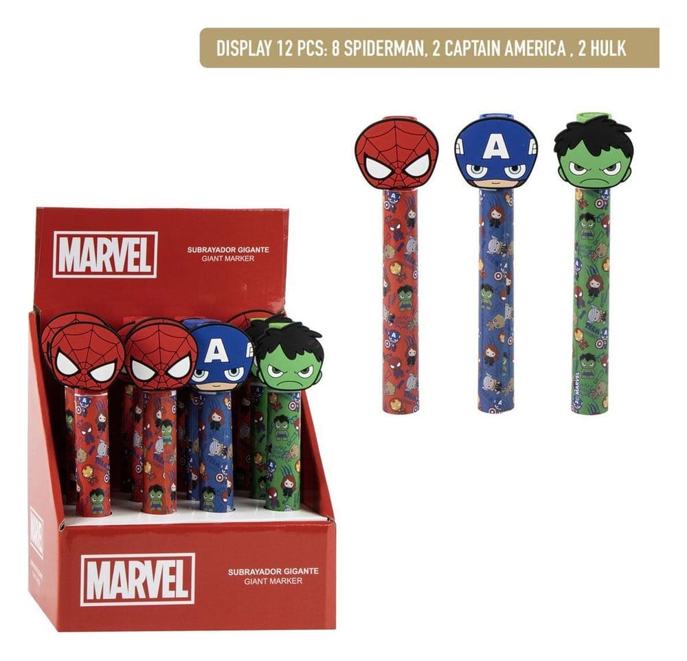 Marvel Stort Display med 12 Markeringspennor