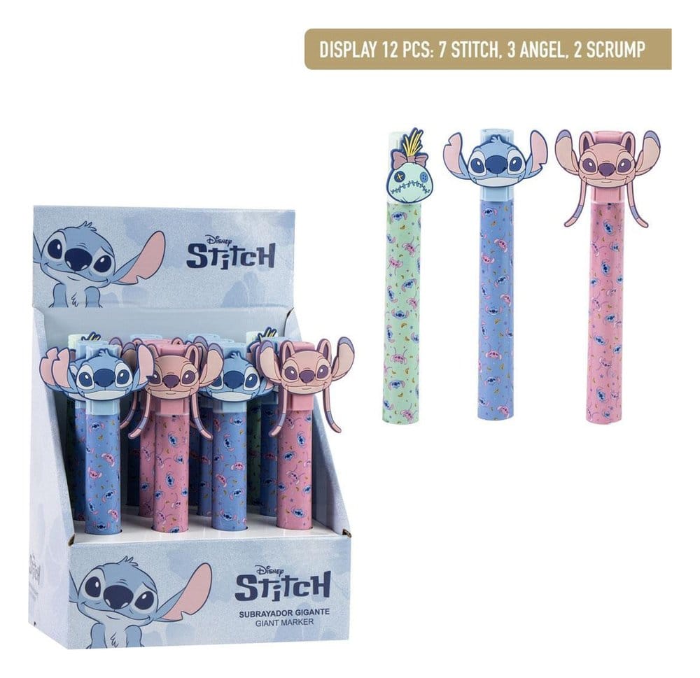 Disney stor highlighter-display med 12 pennor - Stitch