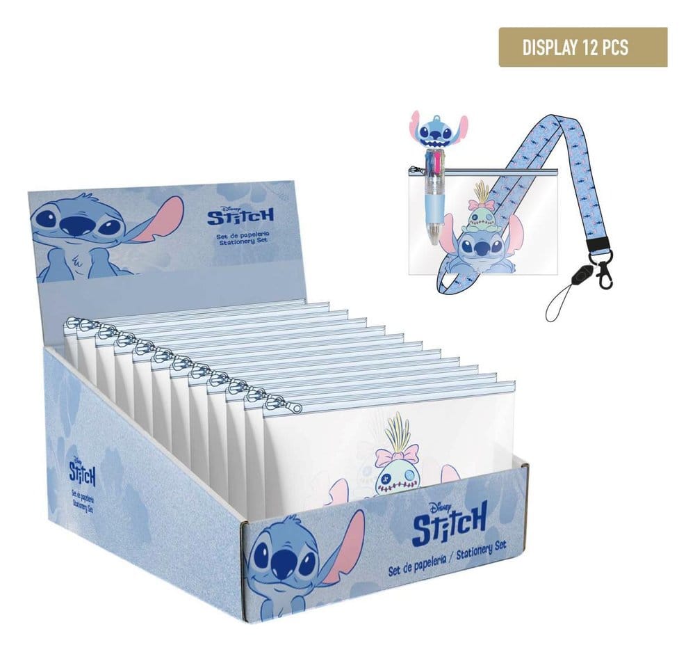 Disney Skrivset med Hängande Stitch-figur, 12-pack