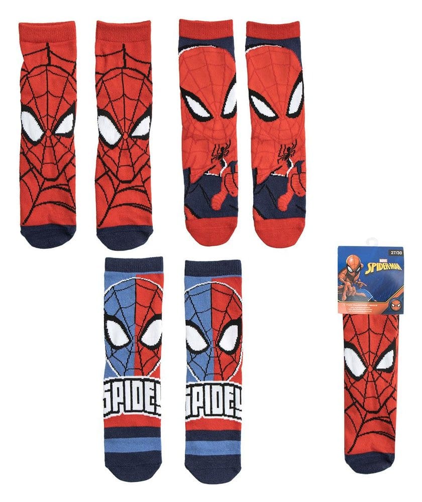 Marvel-strumpor 3-pack Spider-Man för barn i storlek 23/26 till 31/34