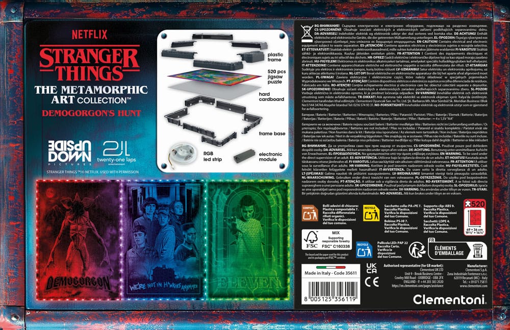 Stranger Things Metamorphic Art Collection Jigsaw Puzzle med Ljus-Effekt Demogorgon (520 bitar) Clementoni