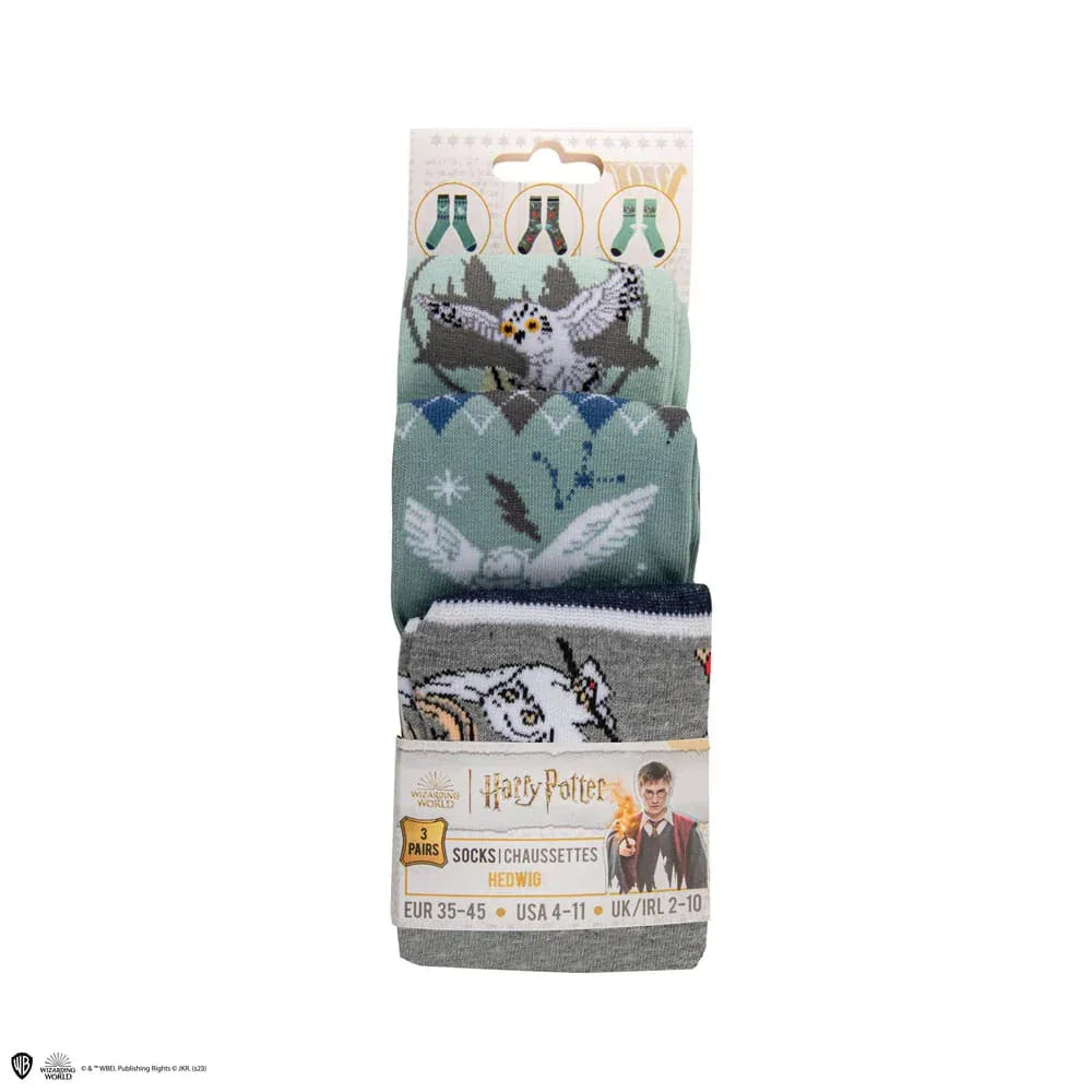 Harry Potter Sockor 3-Pack Hedwig - Nerdbutiken