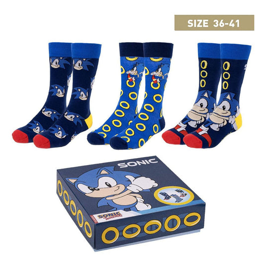 Sonic the Hedgehog Strumpor 3-Pack Sonic 35-41