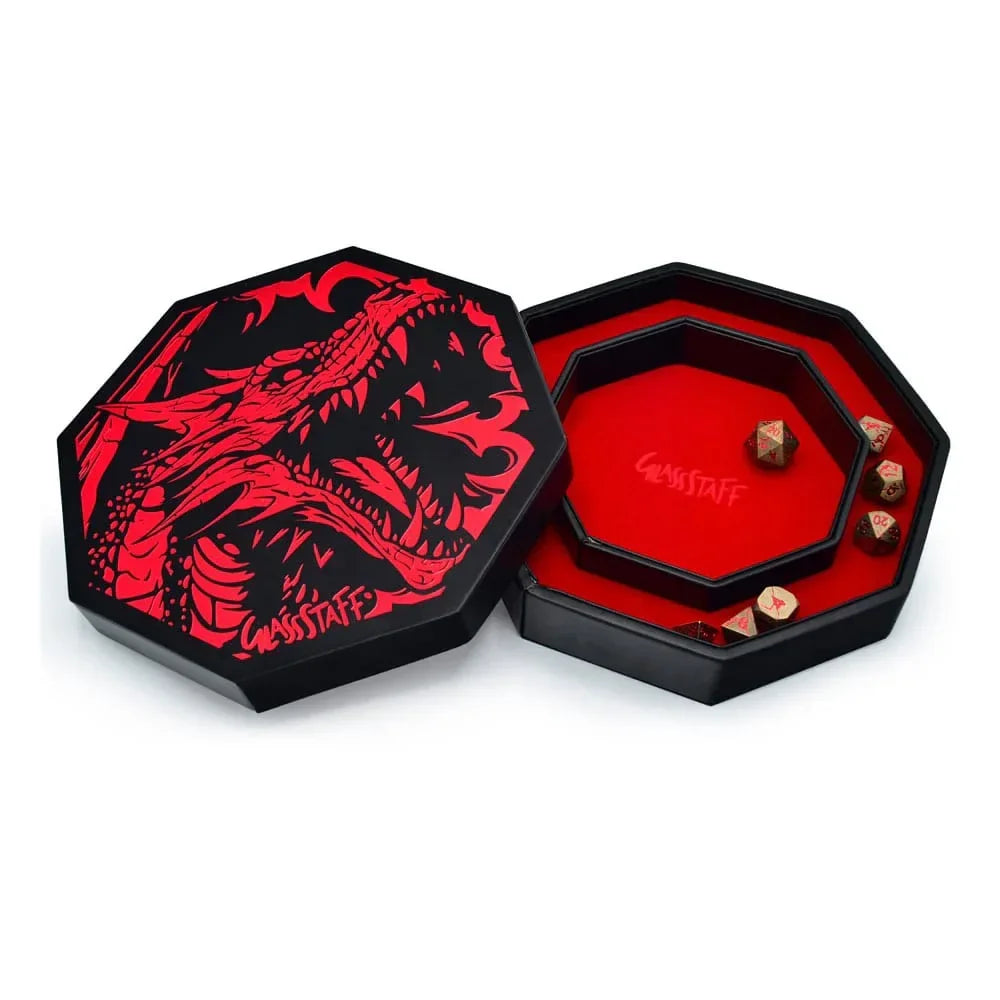 CritStones Arena Dice Tray Röd Draken Glassstaff
