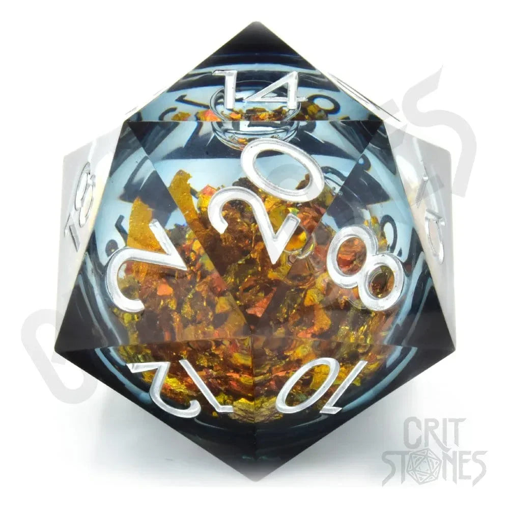 CritStones Vätskekärna Tärning D20 King Midas 5 cm Glassstaff