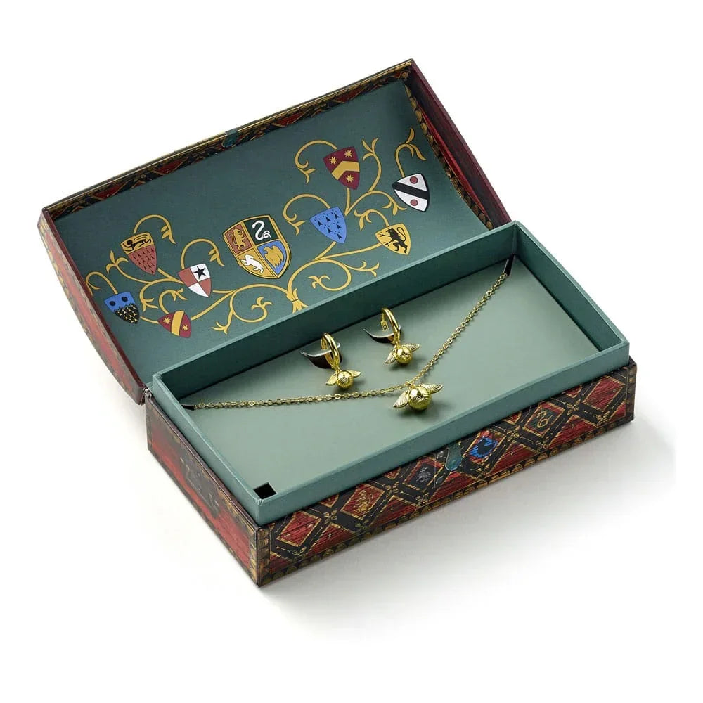 Harry Potter: Quidditch Golden Snitch Necklace and Earrings Gift Set (Gold Tone)