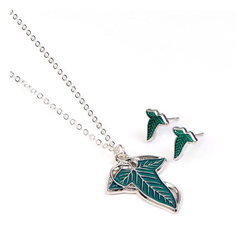 Lord of the Ring Earrings and Necklace Gift Set Leaf of Lorien