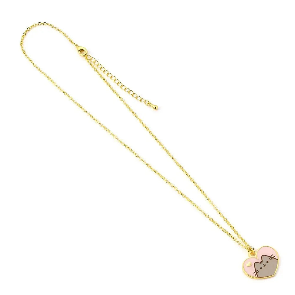 Pusheen Pendant & Necklace in Pink and Gold Heart