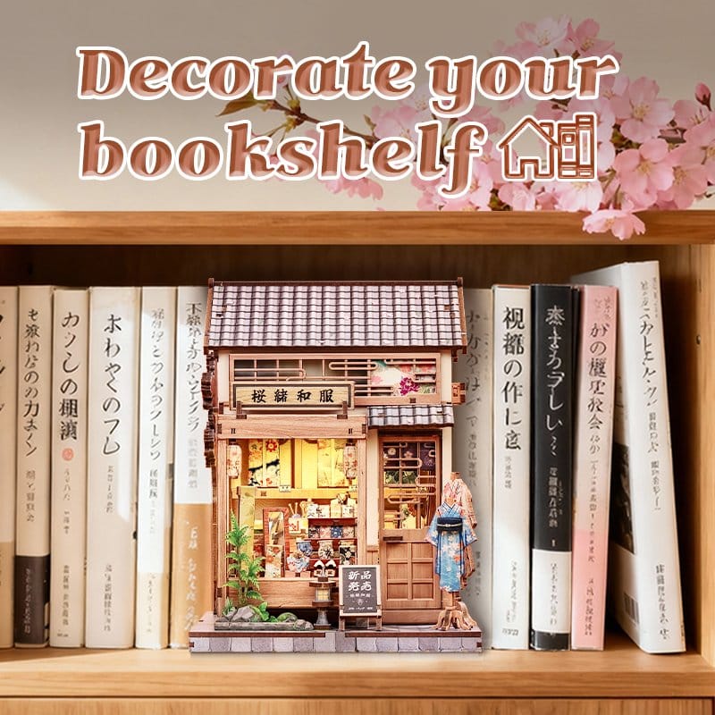 Minihus modellbyggsats Sakura och Kimono-butik 19 x 14 cm