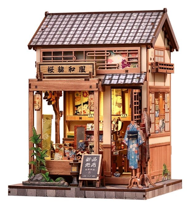 Minihus modellbyggsats Sakura och Kimono-butik 19 x 14 cm