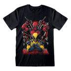 Deadpool T-Shirt med Wolverine Vapnen - Storlek S Heroes Inc