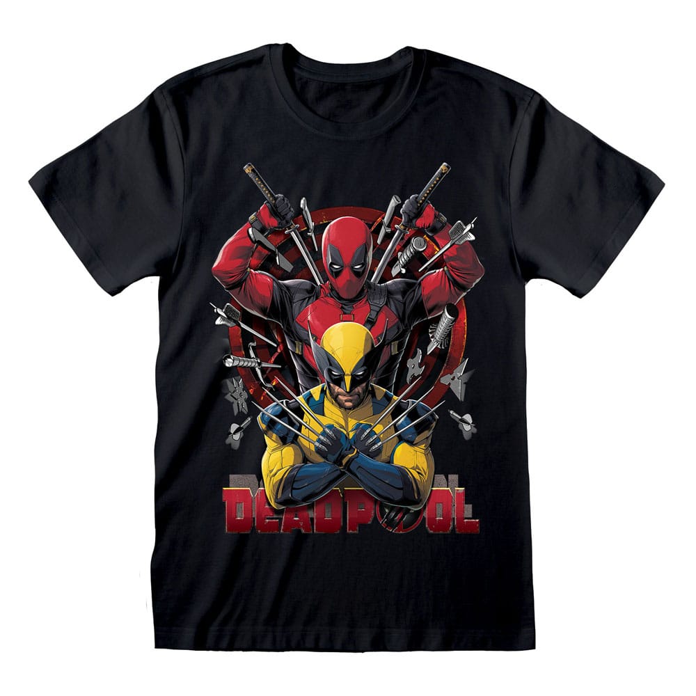 Deadpool T-Shirt med Wolverine Vapnen - Storlek S Heroes Inc