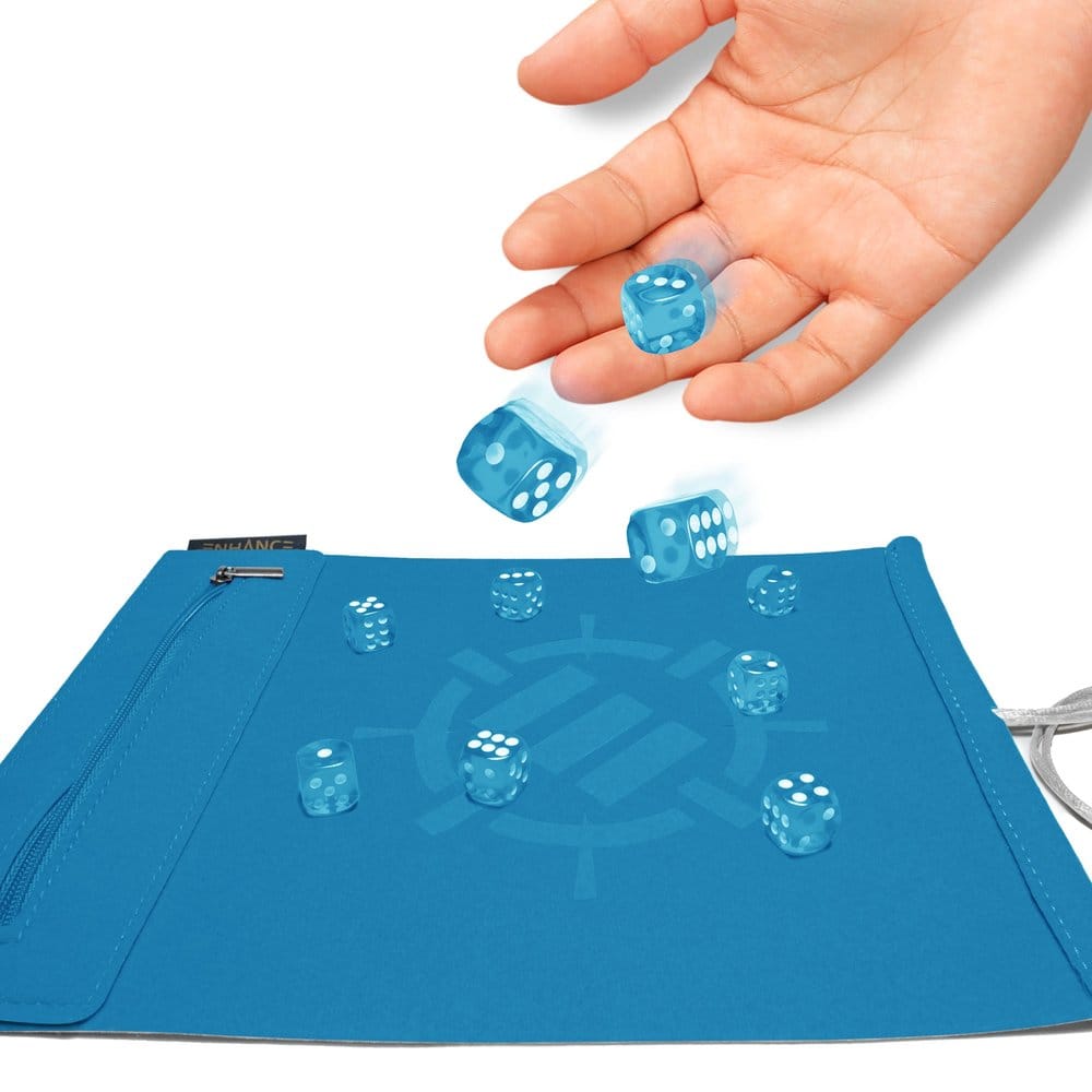 Enhance Tabletop Accessories Roll on a Scroll Dice and Rolling Mat Blue