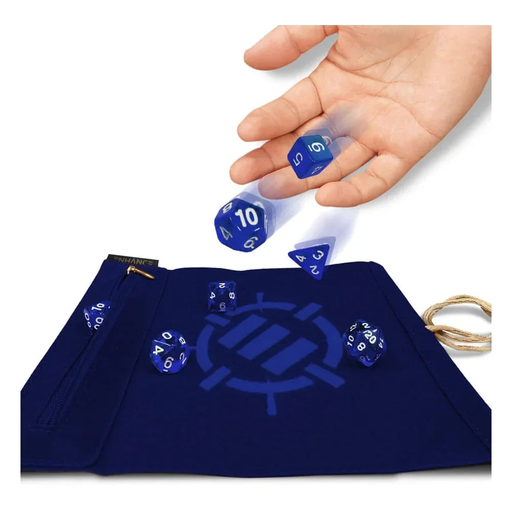 ENHANCE Tabletop Roll on a Scroll Bag med Dice - Blå Enhance