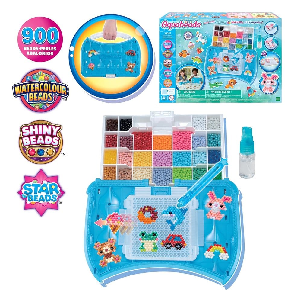 Aquabeads Kreativstudio Startset - Komplett pysselset med 900 färgglada pärlor och pop-up skaparbord för omedelbar pysselglädje
